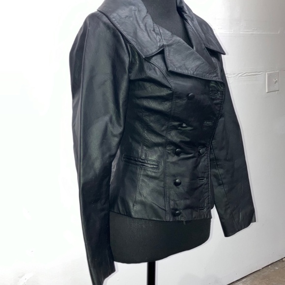 Black Leather double breasted jacket - Picture 5 of 13